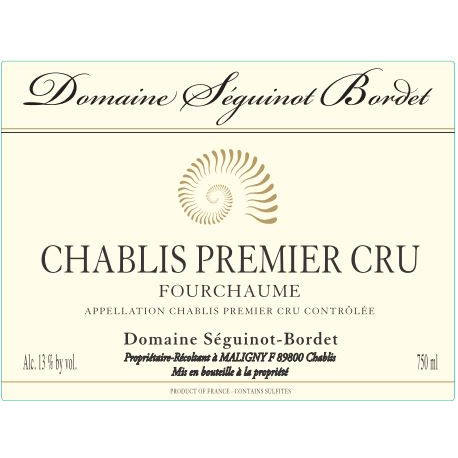 Domaine Séguinot-Bordet Chablis 1er Cru "Fourchaume" blanc sec 2019 etiquette