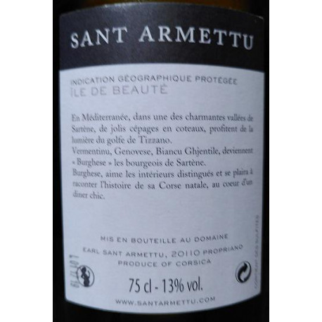 Domaine Sant Armettu Burghese blanc sec 2017 contre etiquette