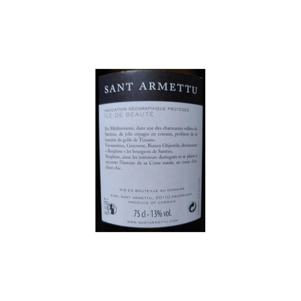 Domaine Sant Armettu Burghese blanc sec 2017 contre etiquette