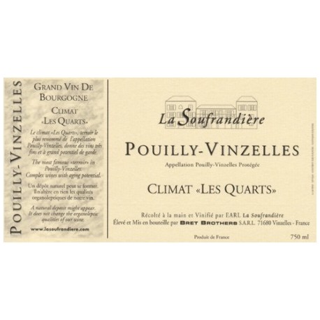 Bret Brothers Domaine La Soufrandiere Pouilly-Vinzelles "Les Quarts" 2012 dry white