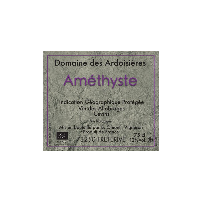 Domaine des Ardoisieres "Amethyste" rouge 2017 etiquette