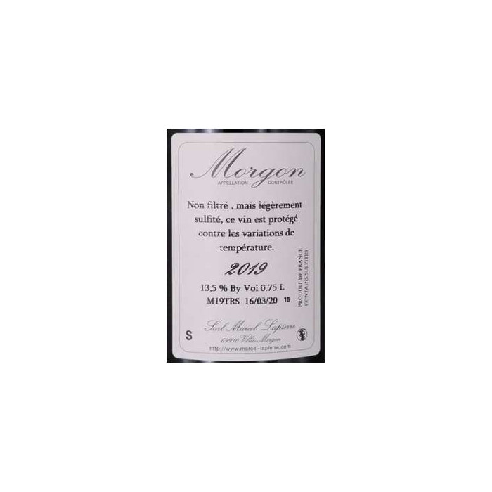 Domaine Marcel Lapierre Morgon "Classique" rouge 2019 contre