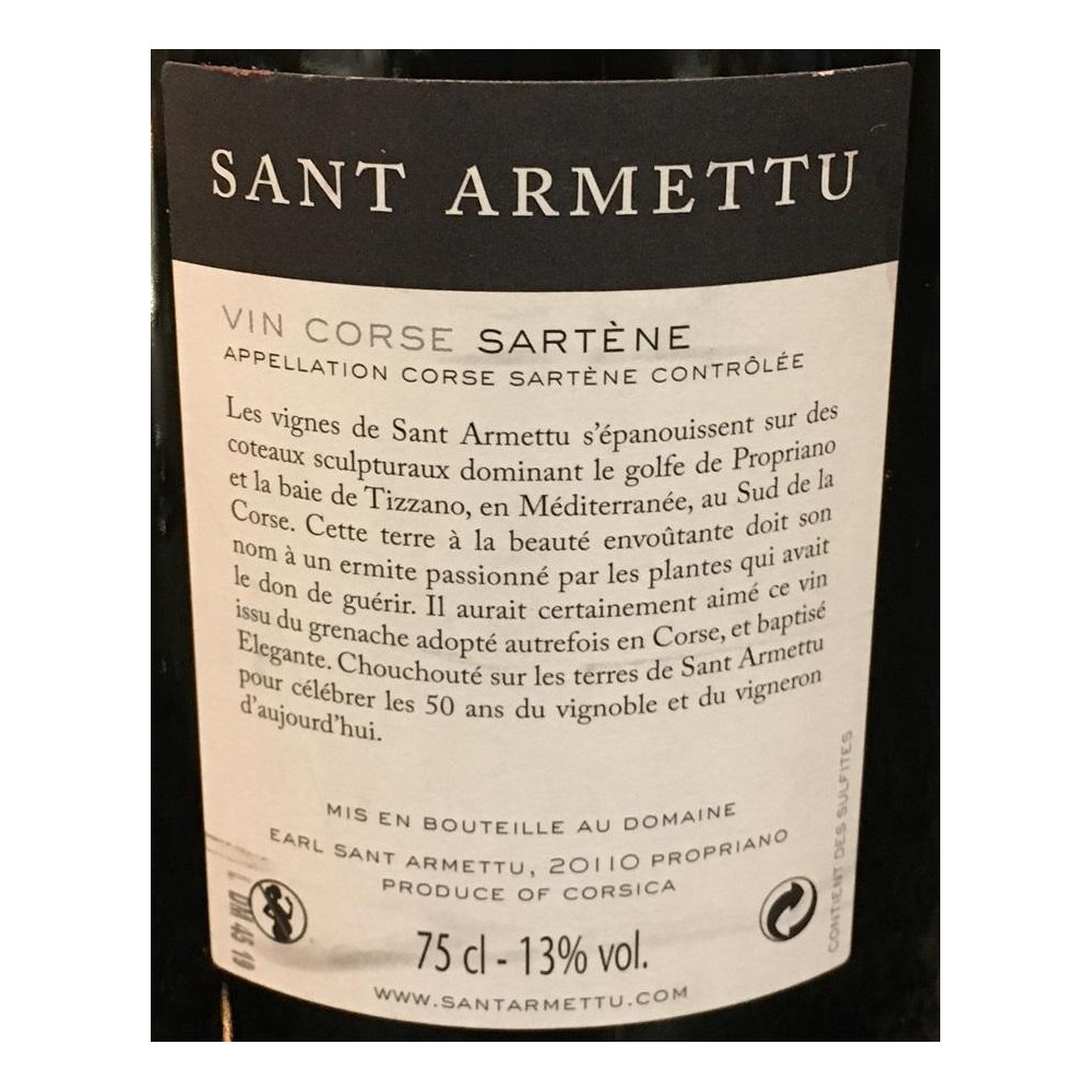 Domaine Sant Armettu Sartene Elegante red 2018