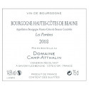 Domaine Camp-Atthalin Hautes Cotes de Beaune "Les Perrieres" blanc sec 2018 contre etiquette