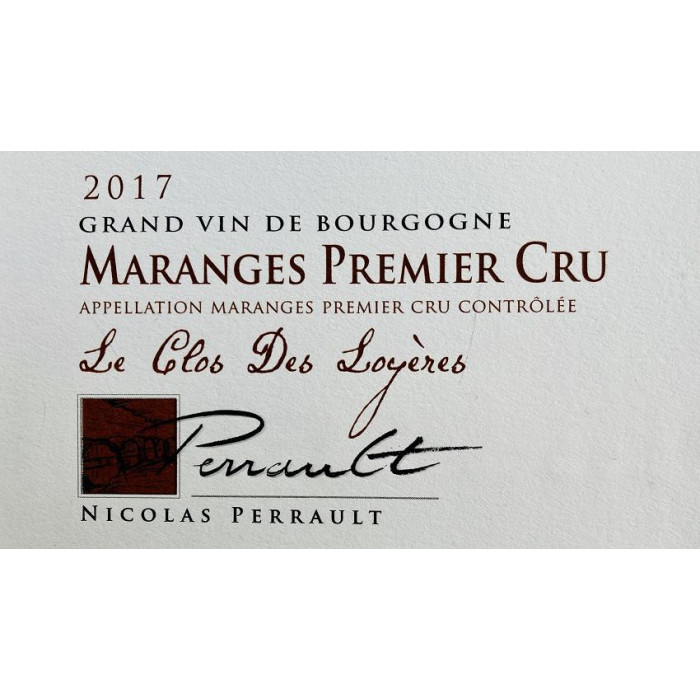 Domaine Nicolas Perrault Maranges 1er Cru "Le Clos des Loyeres " rouge 2017 etiquette