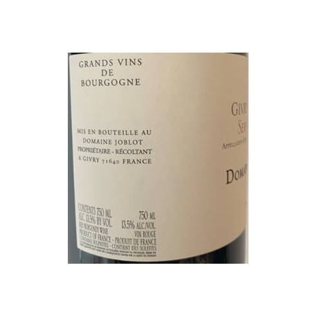 Domaine Joblot Givry 1er Cru "Servoisine" rouge 2019 contre