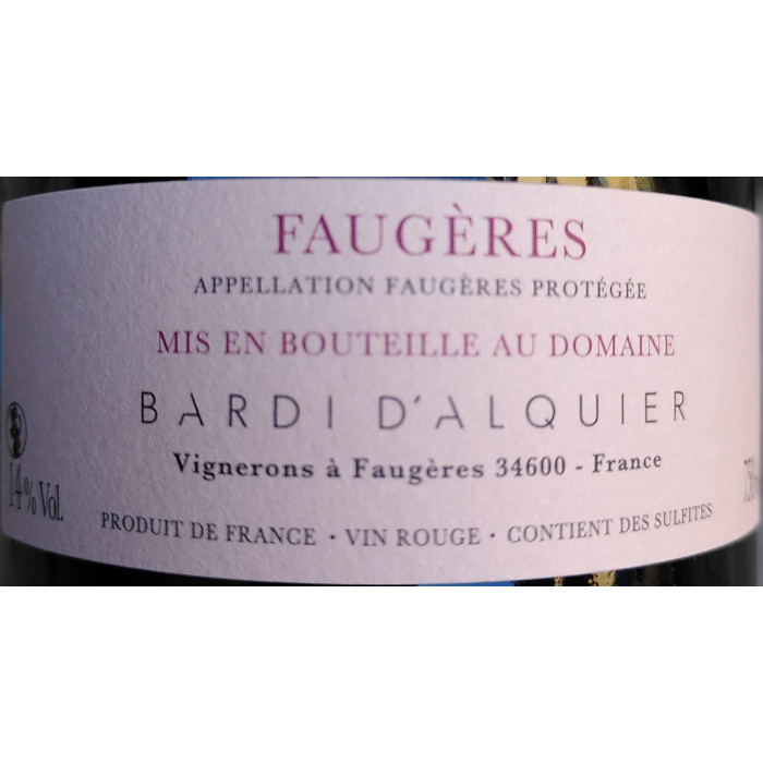 Domaine Bardi d'Alquier Les Bastides 2017 contre etiquette