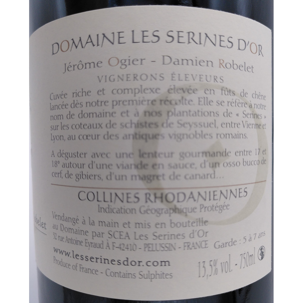 Domaine Les Serines d'Or (syrah de Seyssuel) rouge 2016