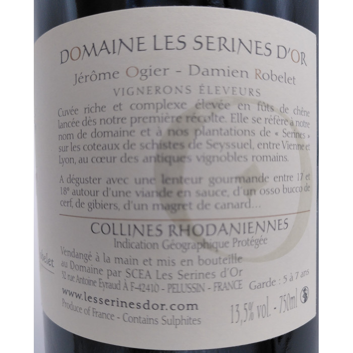 Domaine Les Serines d'Or (syrah de Seyssuel) rouge 2016