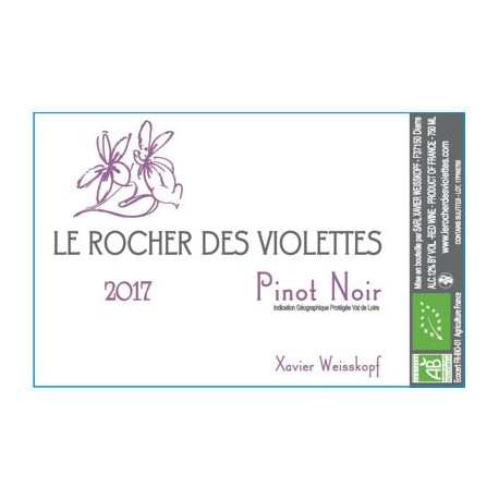 Le Rocher des Violettes "Pinot noir" rouge 2017 etiquette