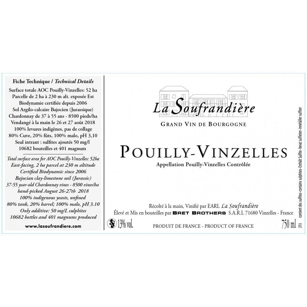 Bret Brothers Domaine La Soufrandiere Pouilly-Vinzelles dry white 2019