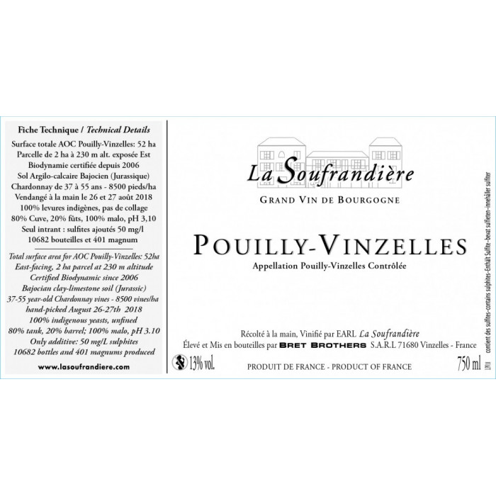 Bret Brothers Domaine La Soufrandiere Pouilly-Vinzelles dry white 2019