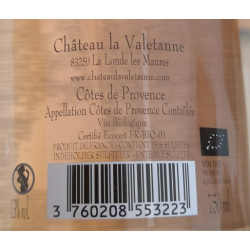 Chateau La Valetanne Cotes de Provence Vieilles vignes rose 2020 contre etiquette Chateau La Valetanne Cotes de Provence Vieilles vignes rose 2020 contre etiquette