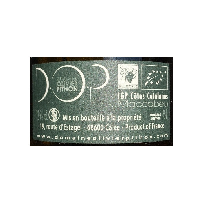 Olivier Pithon Roussillon Maccabeu blanc 2014 contre etiquette