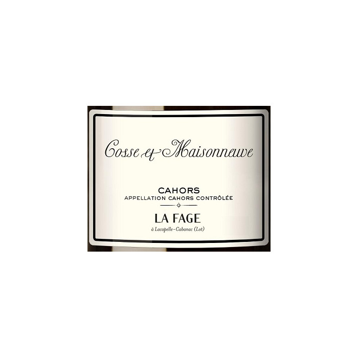 Domaine Cosse-Maisonneuve Cahors "La Fage" rouge 2018 etiquette
