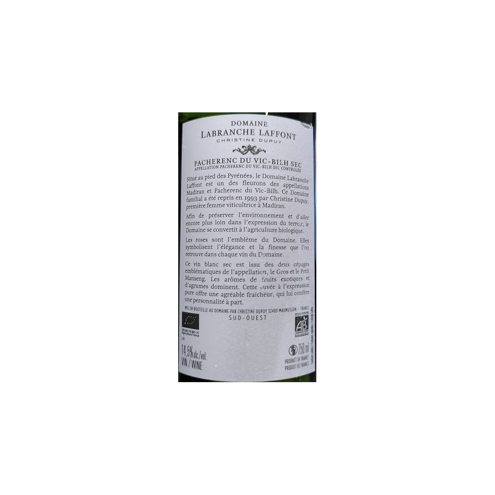 Domaine Labranche Laffont Pacherenc dry white 2019