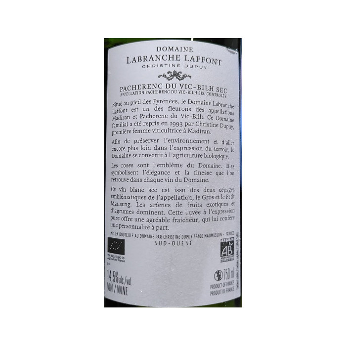 Domaine Labranche Laffont Pacherenc dry white 2019