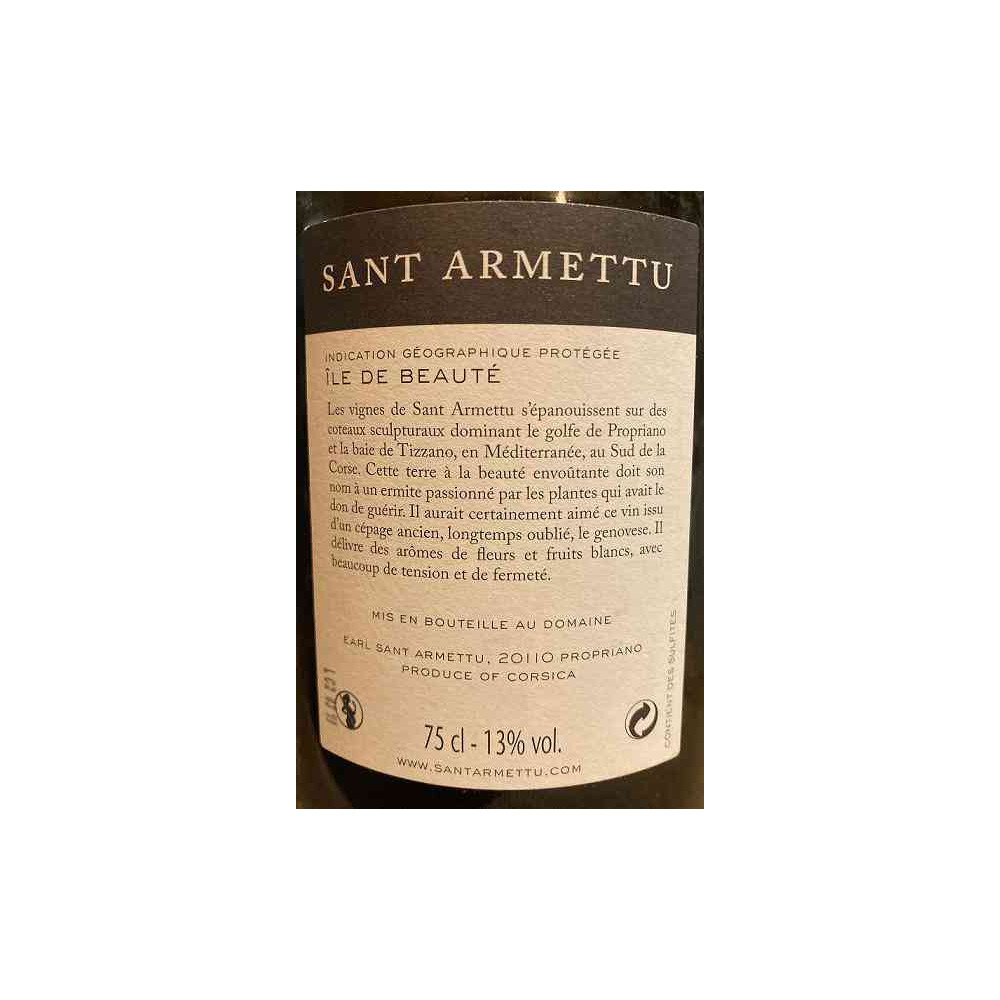 Domaine Sant Armettu Genovese blanc sec 2018 contre etiquette