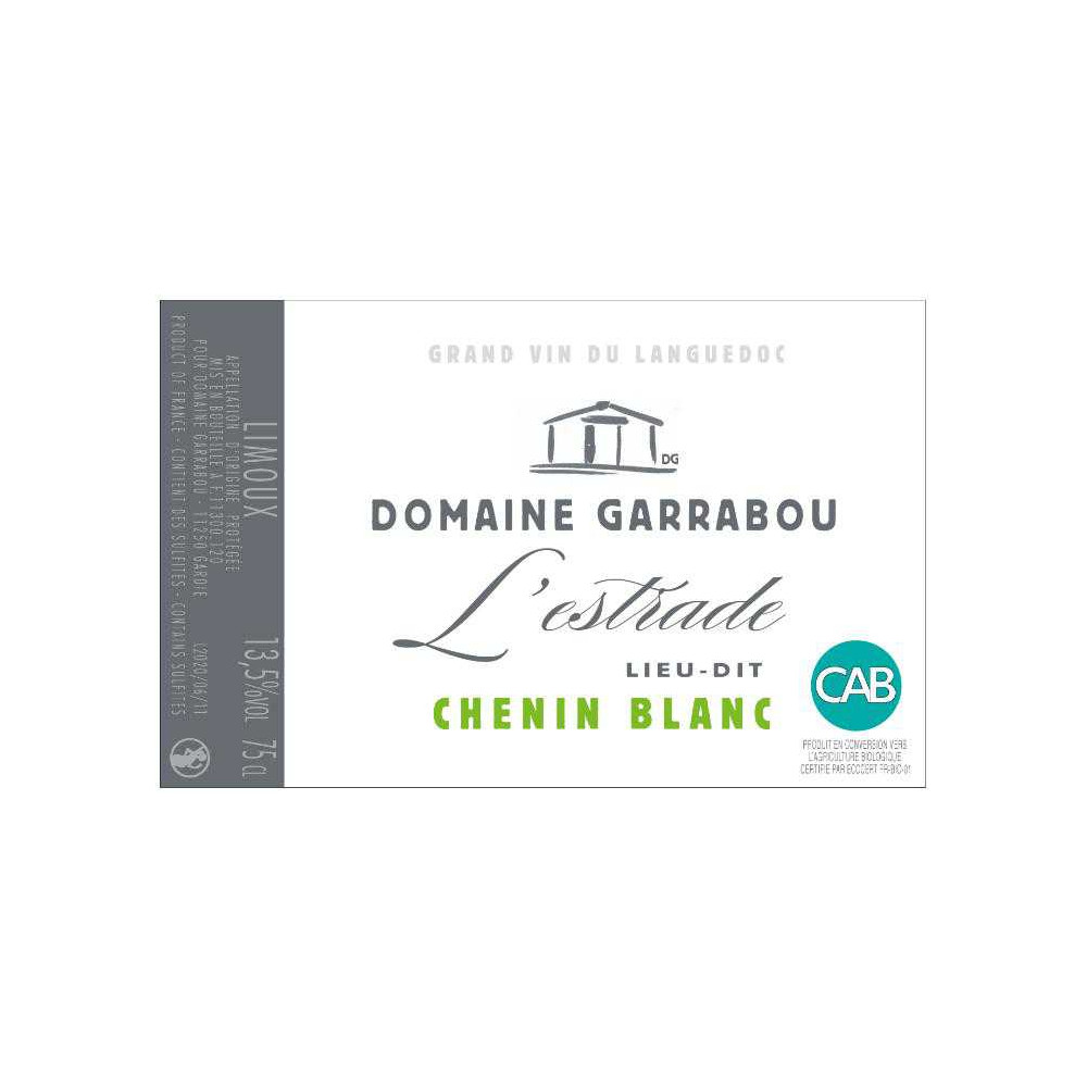 Domaine Garrabou "L'Estrade" (chenin) blanc sec 2019 etiquette