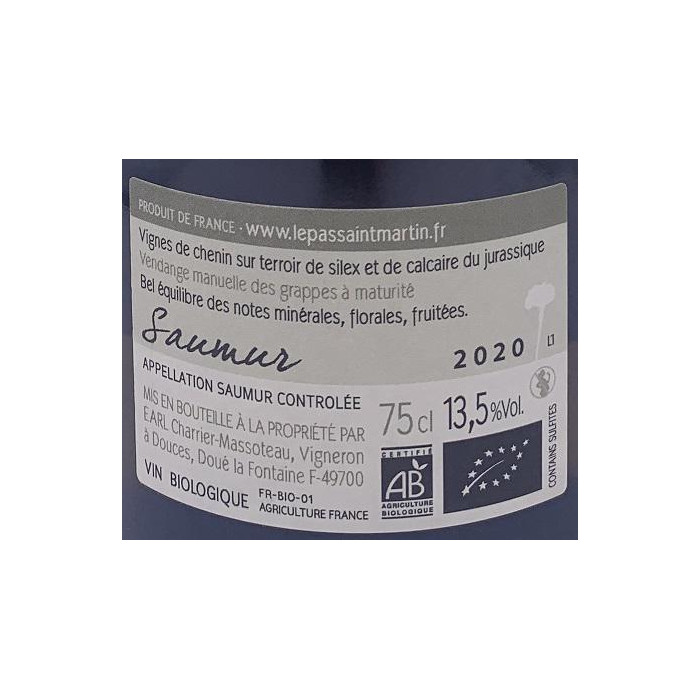 Domaine Le Pas Saint Martin Saumur "La Pierre Frite" dry white 2020