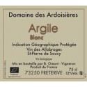Domaine des Ardoisieres Coteau de Saint Pierre "Argile" blanc 2020 etiquette