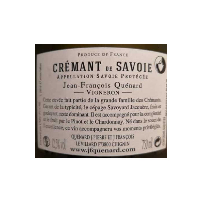 Domaine Jean Francois Quenard Cremant de Savoie Entre Amis brut contre etiquette