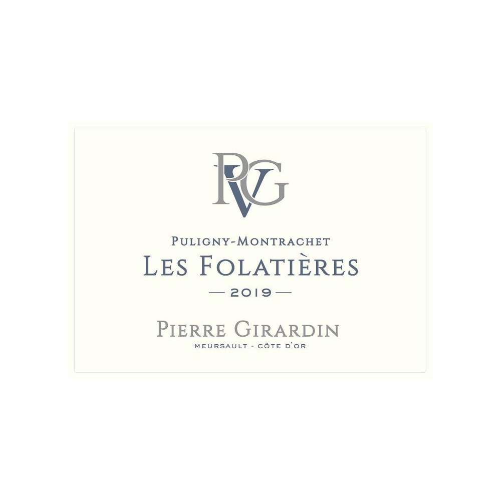 Domaine Pierre Girardin Puligny-Montrachet 1er Cru "Les Folatières" blanc sec 2019 etiquette Domaine Pierre Girardin Puligny-Montrachet 1er Cru "Les Folatières" blanc sec 2019 etiquette