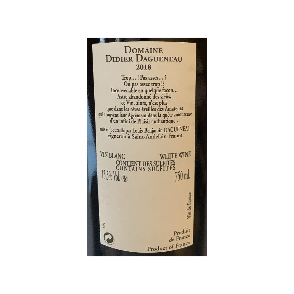 Domaine Didier Dagueneau "Buisson Renard" dry white 2018