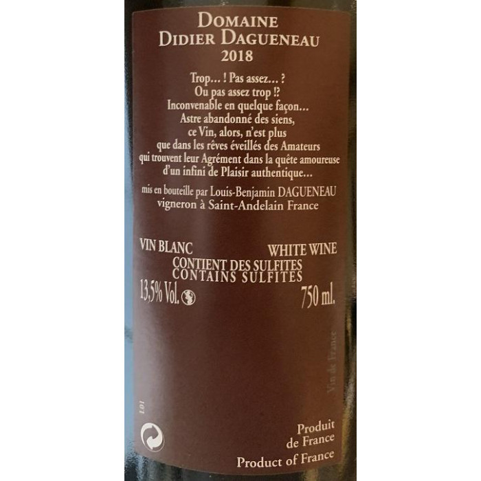 Domaine Didier Dagueneau "Pur Sang" dry white 2018