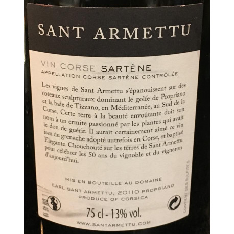 Domaine Sant Armettu Sartene Elegante rouge 2019 contre etiquette