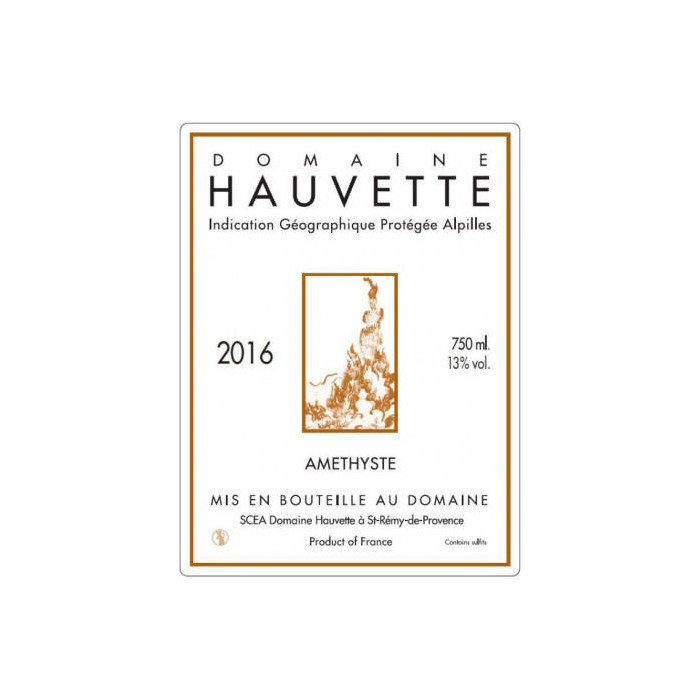 Domaine Hauvette "Améthyste" rouge 2016 etiquette
