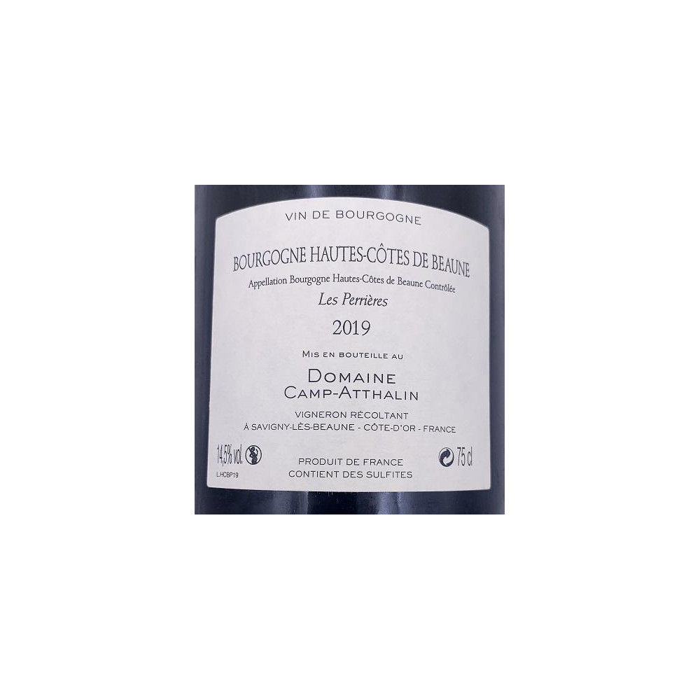 Domaine Camp-Atthalin Hautes Côtes de Beaune "Les Perrières" blanc sec 2019 contre etiquette