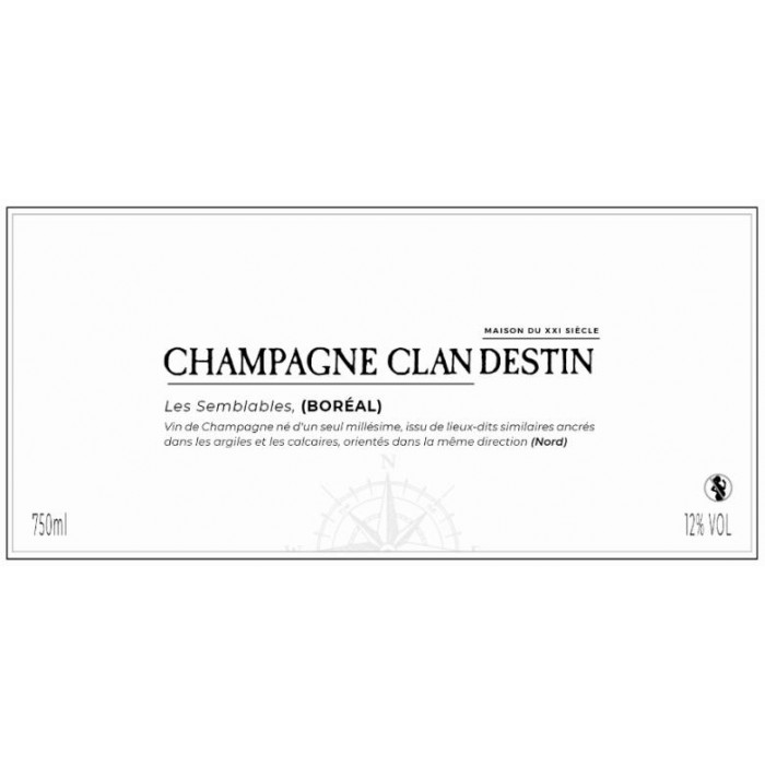 Champagne Clandestin Les Semblables "Boréal" Brut Nature 2018 etiquette