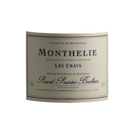 Domaine Prunier-Bonheur Monthelie "Les Crays" rouge 2019 etiquette