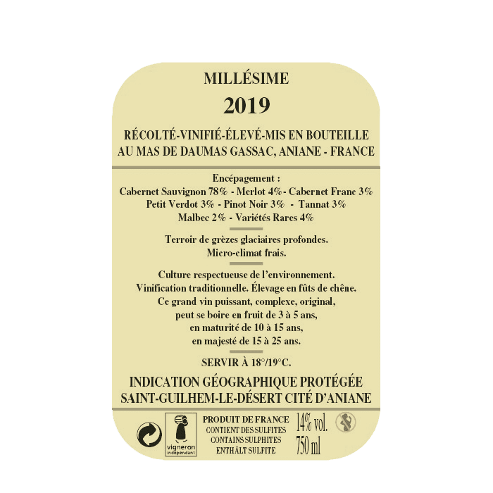 Mas de Daumas Gassac red 2019