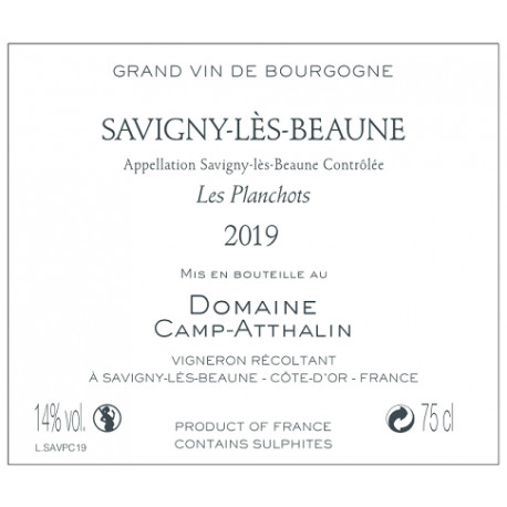 Domaine Camp-Atthalin Savigny-Les-Beaune "Les Planchots" rouge contre etiquette