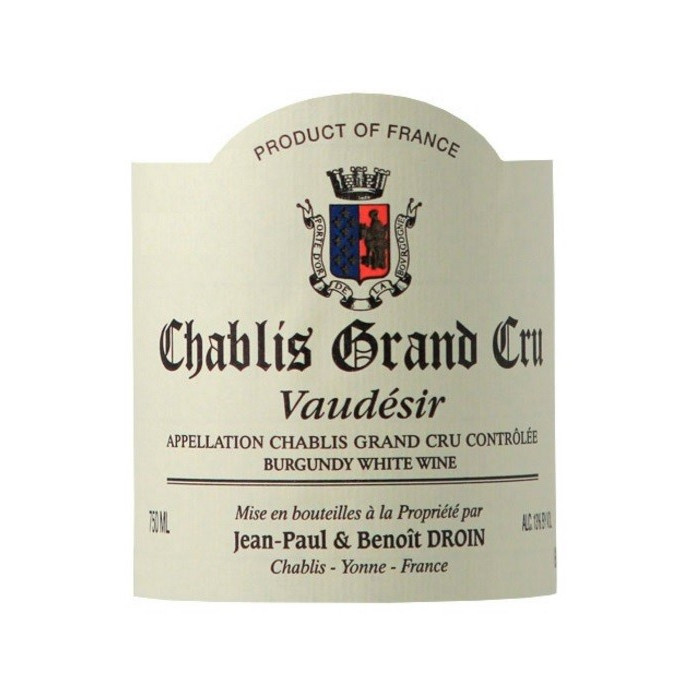 Domaine J-P et B Droin Chablis Grand Cru "Vaudésir" dry white 2020 label