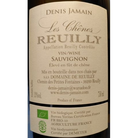 Domaine de Reuilly "Les Chênes" blanc sec 2019 bouteille