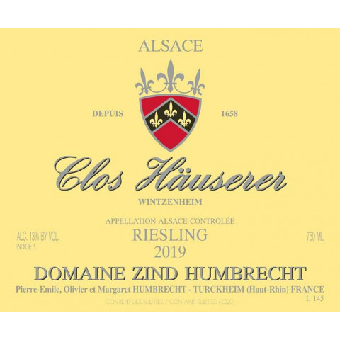 Domaine Zind-Humbrecht Riesling "Clos Häuserer" dry white 2019