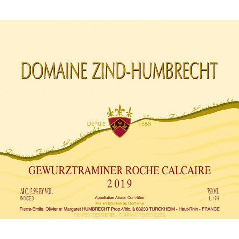 Domaine Zind-Humbrecht Gewurztraminer "Roche Calcaire" blanc semi dry 2019