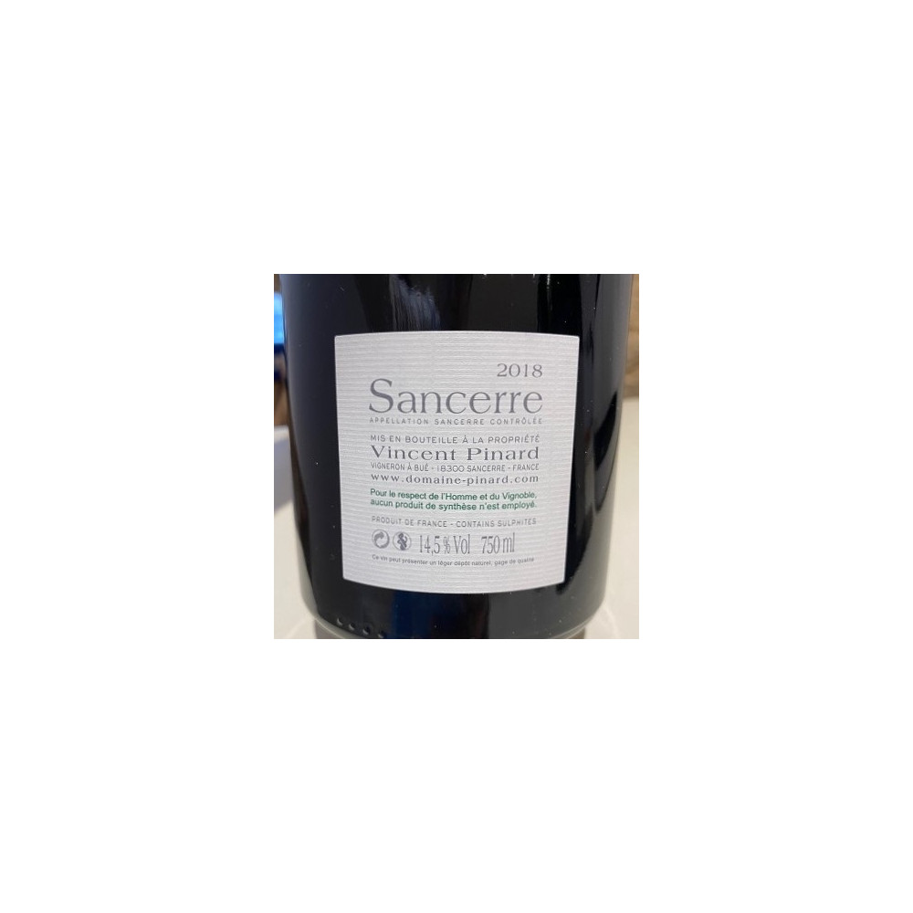 Vincent Pinard Sancerre Vendanges Entières 2018 contre étiquette