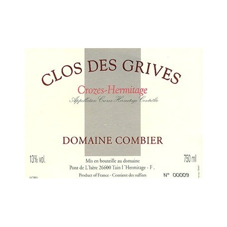 Domaine Combier Crozes-Hermitage  "Le Clos des Grives" dry white 2012