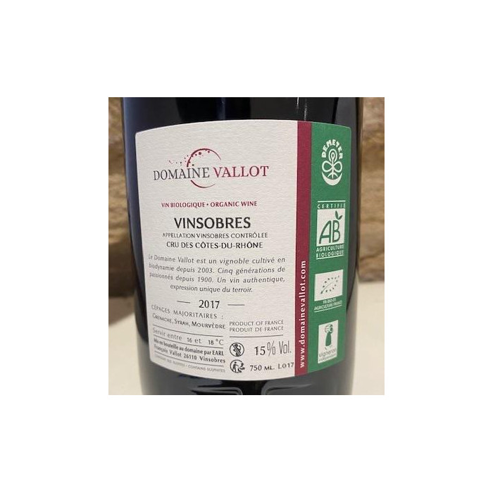 Domaine Vallot Vinsobres "François" rouge 2017 étiquette