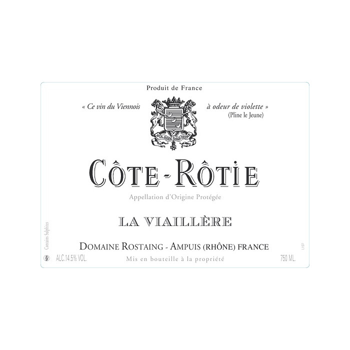 Domaine Rostaing Cote Rotie "Viaillere" rouge 2019 étiquette