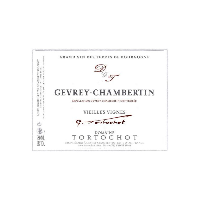 Domaine Tortochot Gevrey Chambertin Vieilles Vignes rouge 2020 etiquette