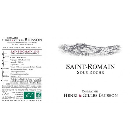 Domaine Henri et Gilles Buisson Saint-Romain "Sous Roche" rouge 2019 bouteille