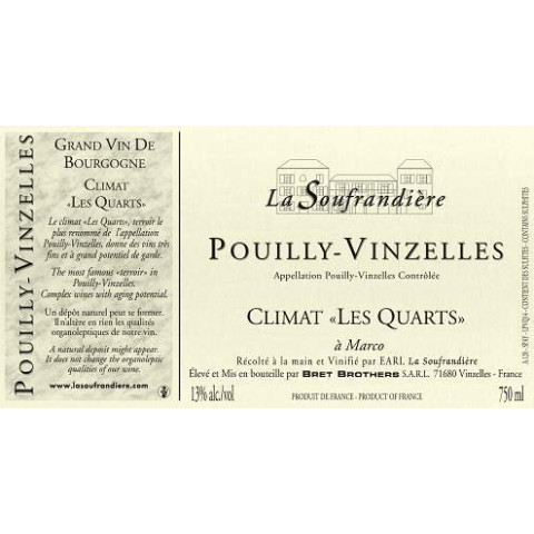 Bret Brothers Domaine La Soufrandière Pouilly-Vinzelles "Les Quarts" 2020 etiquette