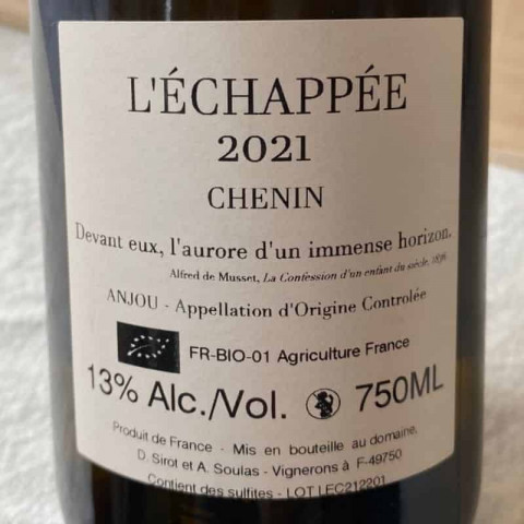 Le Fief Noir Anjou "L'échappée" (chenin) dry white 2021