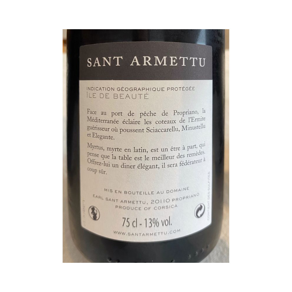 Domaine Sant Armettu "Myrtus" rouge 2020 étiquette