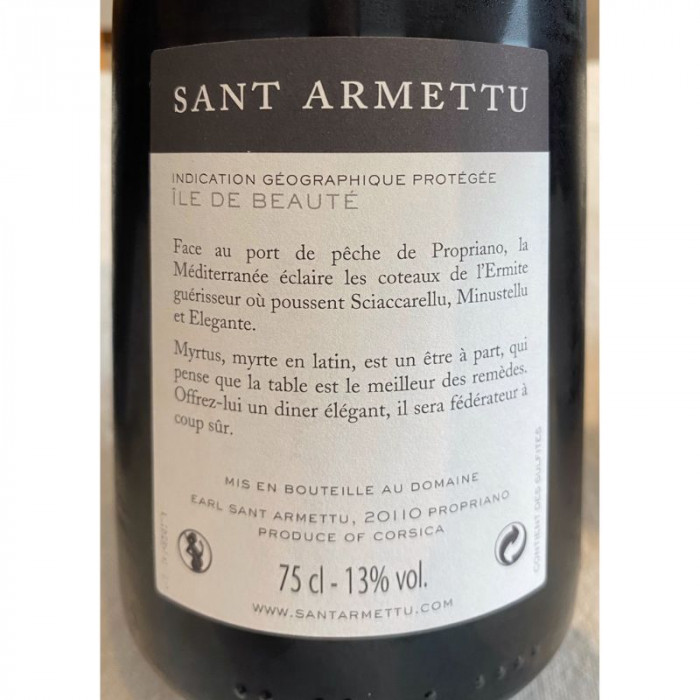 Domaine Sant Armettu "Myrtus" rouge 2020 étiquette